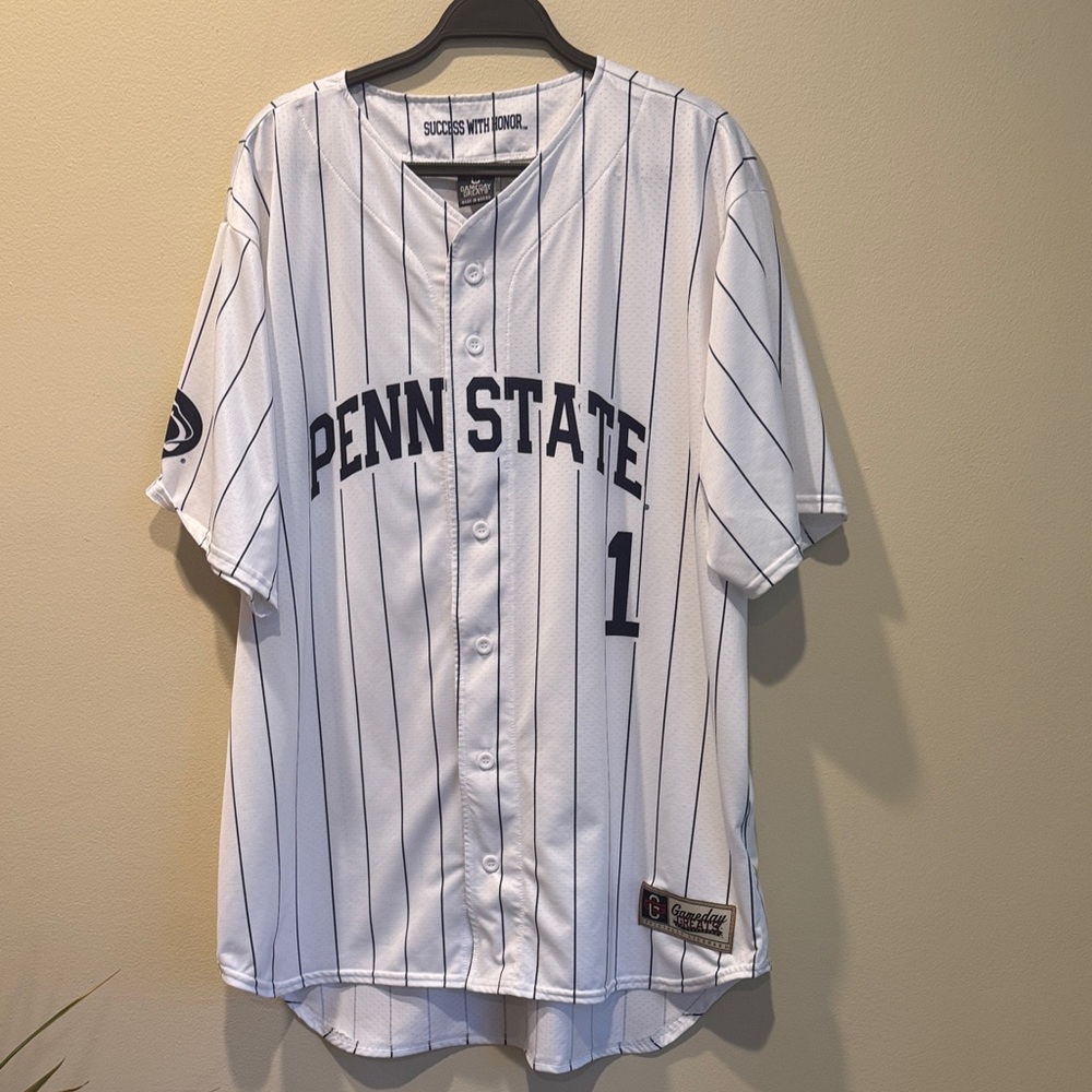 Gameday Greats Penn State White and Blue Striped Men's Baseball Jersey